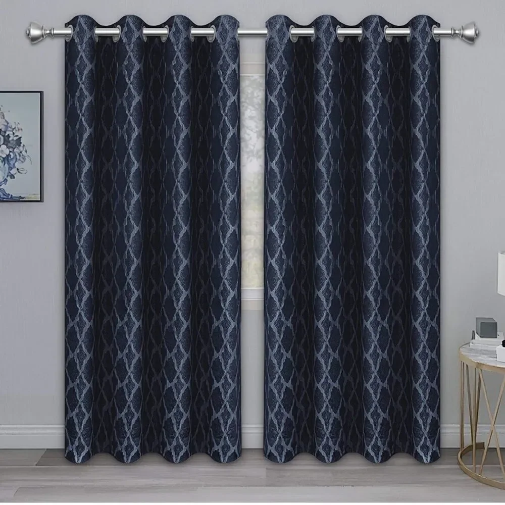 PureFit Jacquard Blackout ,52 x 63 inches Long, Set of 2 Grommet Curtain…
